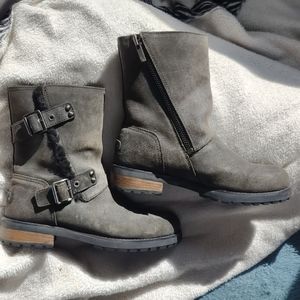 UGG boots, moto-boots, taupe/charcoal size 9